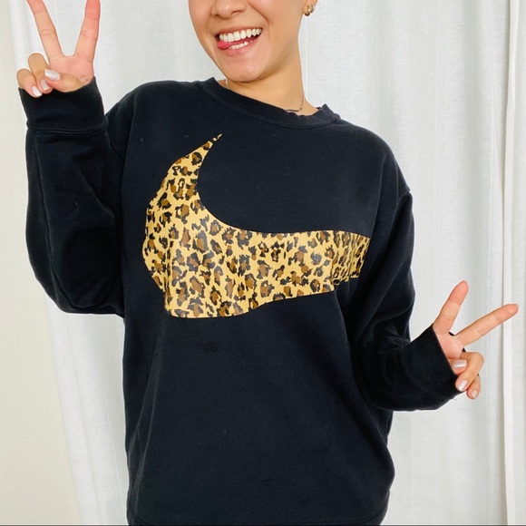 Nike | Sweaters | Nike Leopard Swoosh 